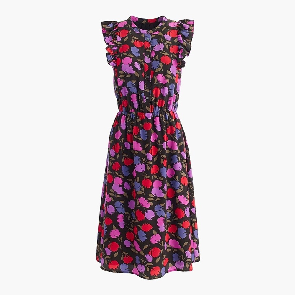 JCrew Painted Pansy flutter sleeve dress